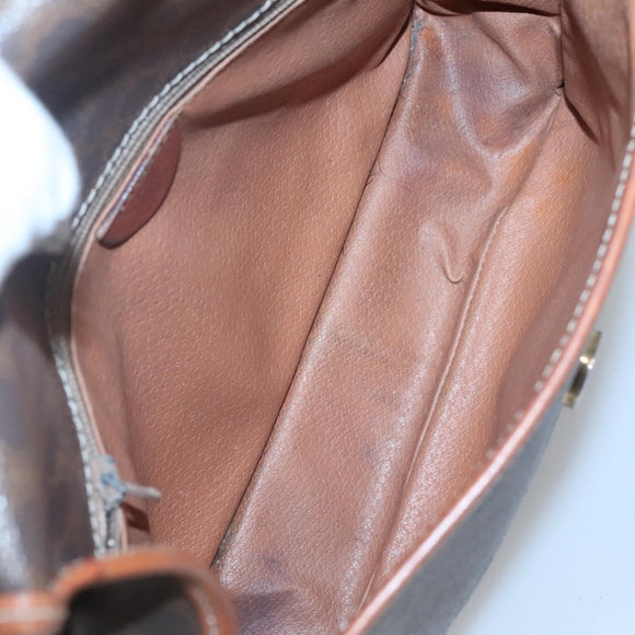 CELINE Macadam Canvas Shoulder Bag PVC Leather Brown Auth 117431