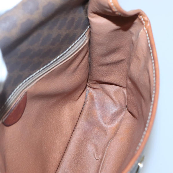 CELINE Macadam Canvas Shoulder Bag PVC Leather Brown Auth 117431