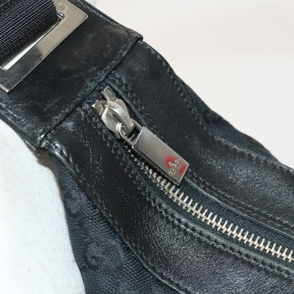 GUCCI GG Canvas Shoulder Bag Black Silver 019 0538 Auth 117433