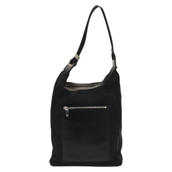 GUCCI GG Canvas Shoulder Bag Black Silver 019 0538 Auth 117433