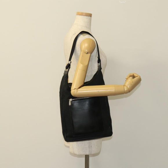 GUCCI GG Canvas Shoulder Bag Black Silver 019 0538 Auth 117433