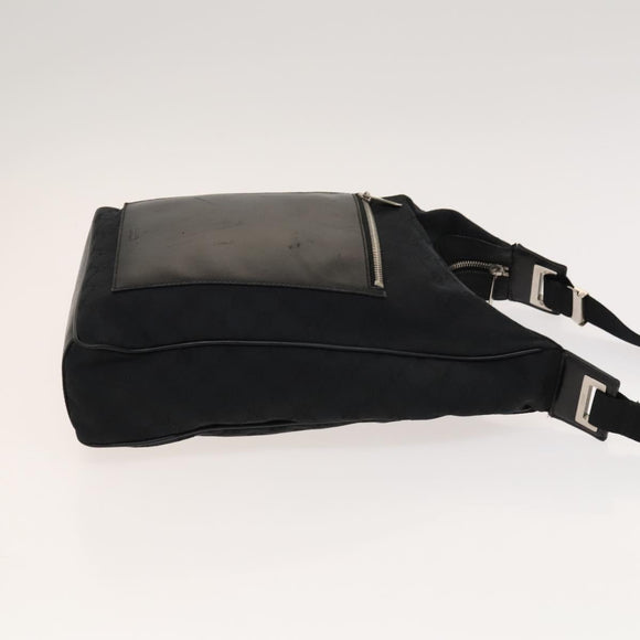 GUCCI GG Canvas Shoulder Bag Black Silver 019 0538 Auth 117433