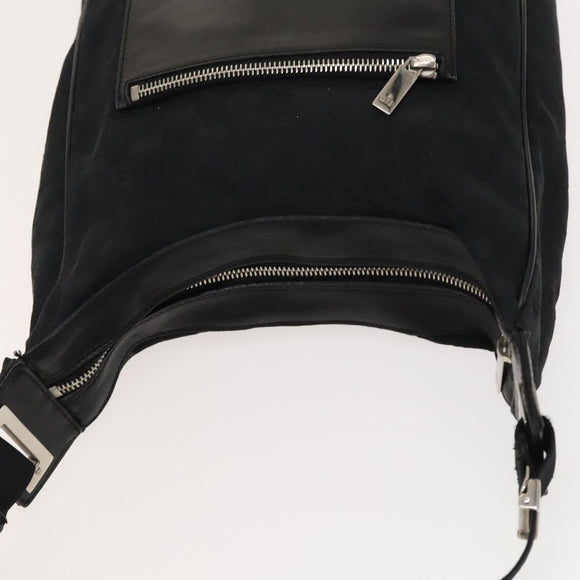 GUCCI GG Canvas Shoulder Bag Black Silver 019 0538 Auth 117433