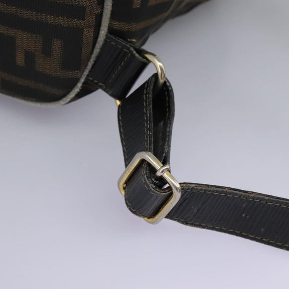 FENDI Zucca Canvas Backpack Brown Black gold Auth 117434