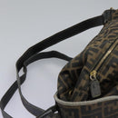 FENDI Zucca Canvas Backpack Brown Black gold Auth 117434-17