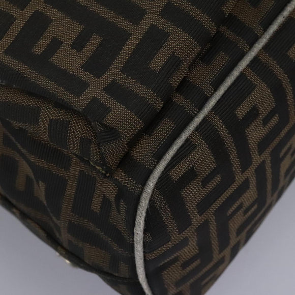 FENDI Zucca Canvas Backpack Brown Black gold Auth 117434