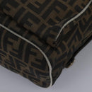 FENDI Zucca Canvas Backpack Brown Black gold Auth 117434-19