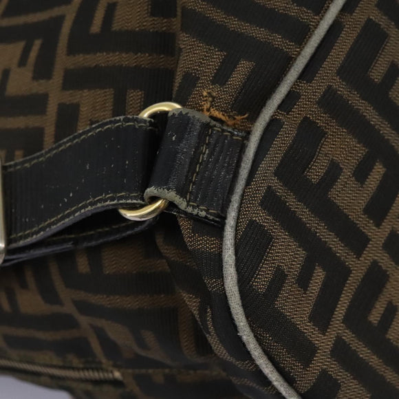 FENDI Zucca Canvas Backpack Brown Black gold Auth 117434