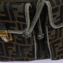 FENDI Zucca Canvas Backpack Brown Black gold Auth 117434-24