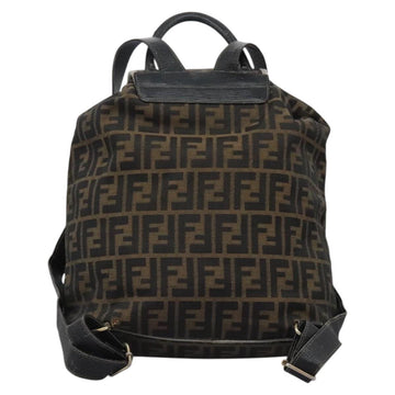 FENDI Zucca Canvas Backpack Brown Black gold Auth 117434 - 0