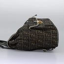 FENDI Zucca Canvas Backpack Brown Black gold Auth 117434-3