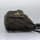 FENDI Zucca Canvas Backpack Brown Black gold Auth 117434-4