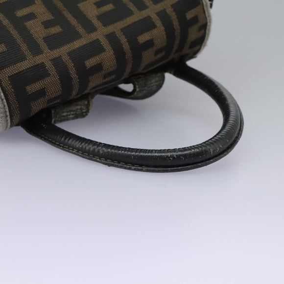 FENDI Zucca Canvas Backpack Brown Black gold Auth 117434