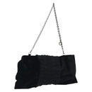 Salvatore Ferragamo Chain Hand Bag Velor Black Silver Auth 117469-1