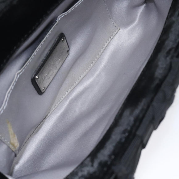 Salvatore Ferragamo Chain Hand Bag Velor Black Silver Auth 117469