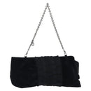 Salvatore Ferragamo Chain Hand Bag Velor Black Silver Auth 117469-2
