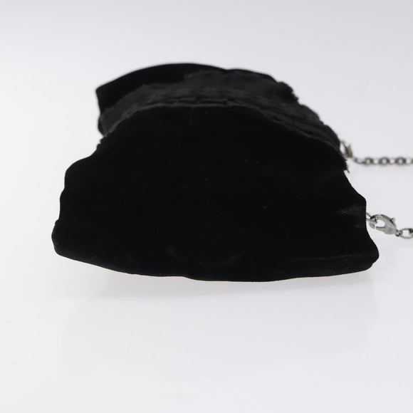 Salvatore Ferragamo Chain Hand Bag Velor Black Silver Auth 117469