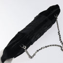 Salvatore Ferragamo Chain Hand Bag Velor Black Silver Auth 117469-6