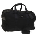 PRADA Boston Bag Nylon 2way Black Silver Auth 117470-1