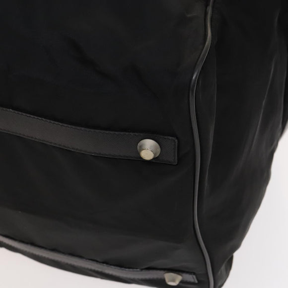 PRADA Boston Bag Nylon 2way Black Silver Auth 117470