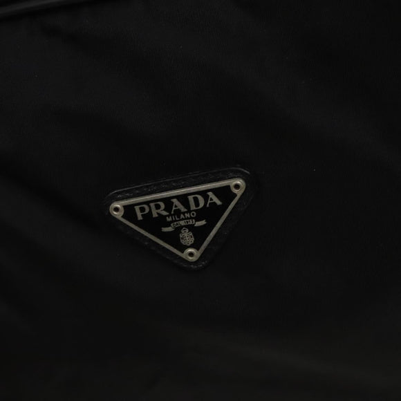 PRADA Boston Bag Nylon 2way Black Silver Auth 117470