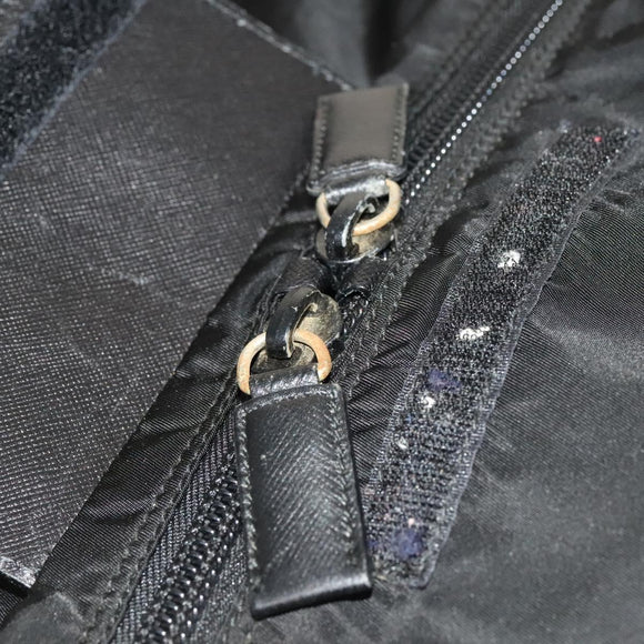 PRADA Boston Bag Nylon 2way Black Silver Auth 117470