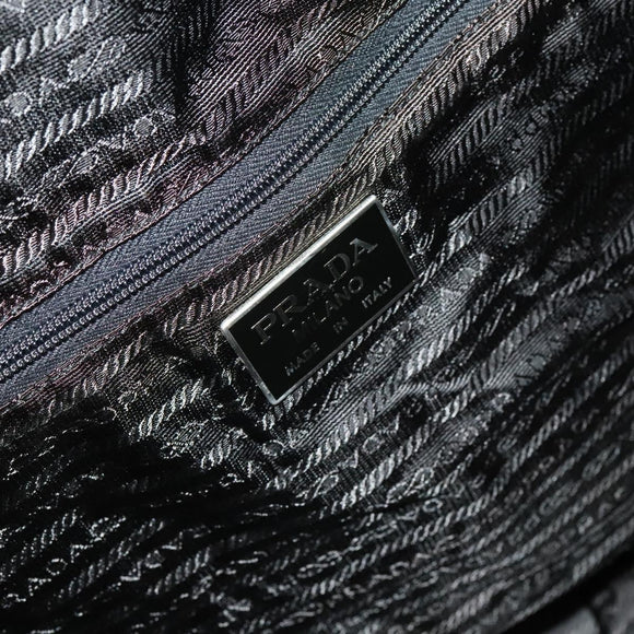 PRADA Boston Bag Nylon 2way Black Silver Auth 117470