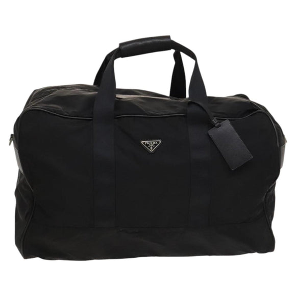 PRADA Boston Bag Nylon 2way Black Silver Auth 117470