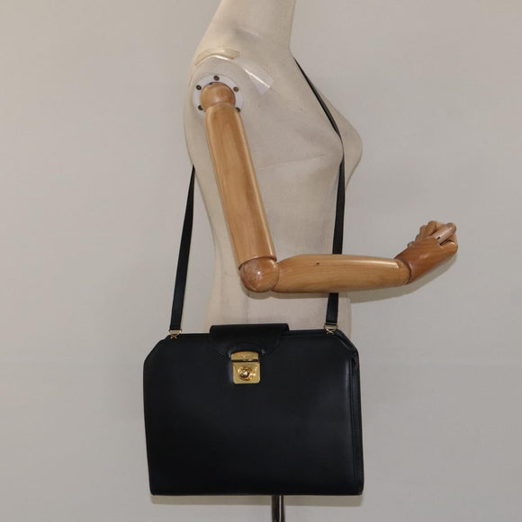 Salvatore Ferragamo Shoulder Bag Leather Black Gold Auth 117490