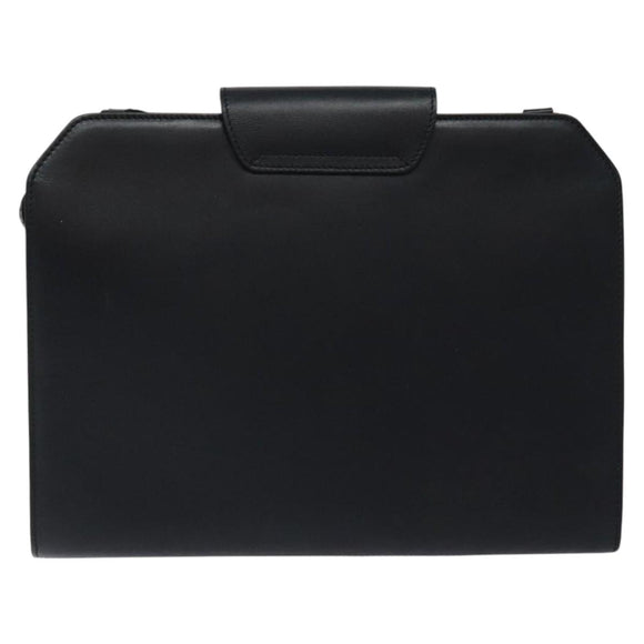 Salvatore Ferragamo Shoulder Bag Leather Black Gold Auth 117490