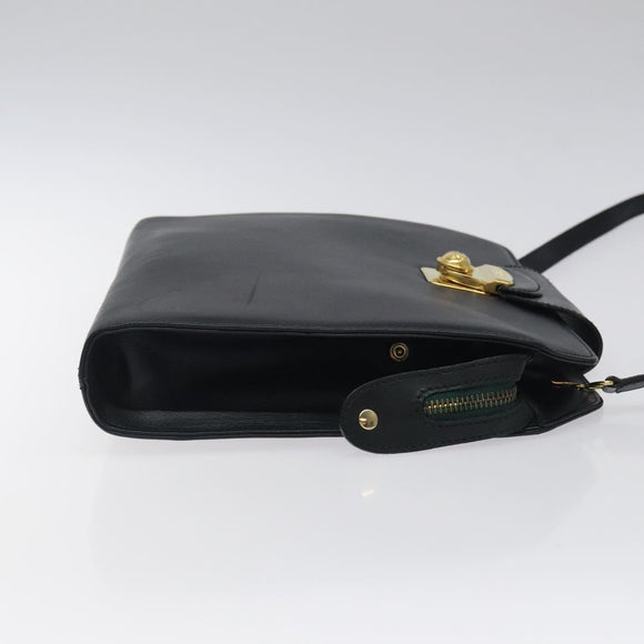 Salvatore Ferragamo Shoulder Bag Leather Black Gold Auth 117490