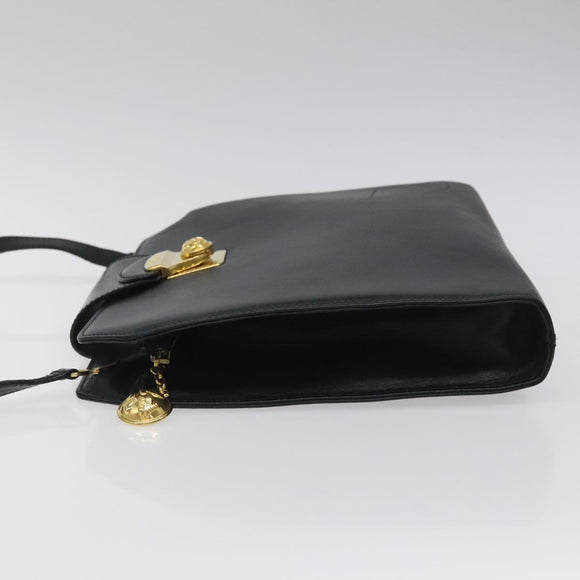 Salvatore Ferragamo Shoulder Bag Leather Black Gold Auth 117490