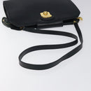 Salvatore Ferragamo Shoulder Bag Leather Black Gold Auth 117490-7