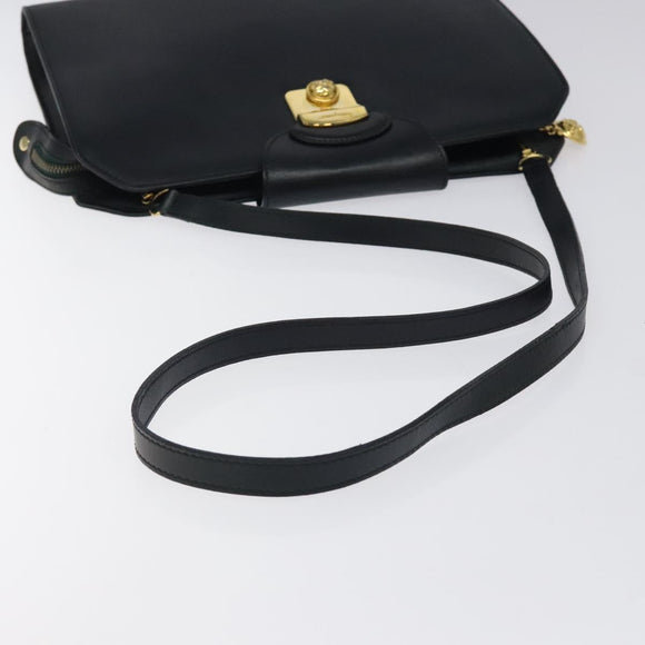 Salvatore Ferragamo Shoulder Bag Leather Black Gold Auth 117490