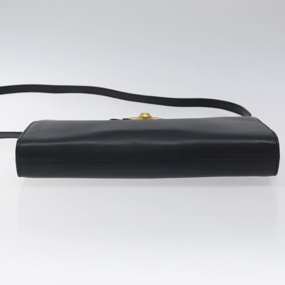 Salvatore Ferragamo Shoulder Bag Leather Black Gold Auth 117490