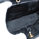 Salvatore Ferragamo Vala Hand Bag Canvas Black Auth 117491-10