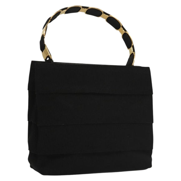 Salvatore Ferragamo Vala Hand Bag Canvas Black Auth 117491