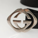 GUCCI GG Canvas Guccissima Belt Leather 38.6"" Black 182320 Auth 117503-6