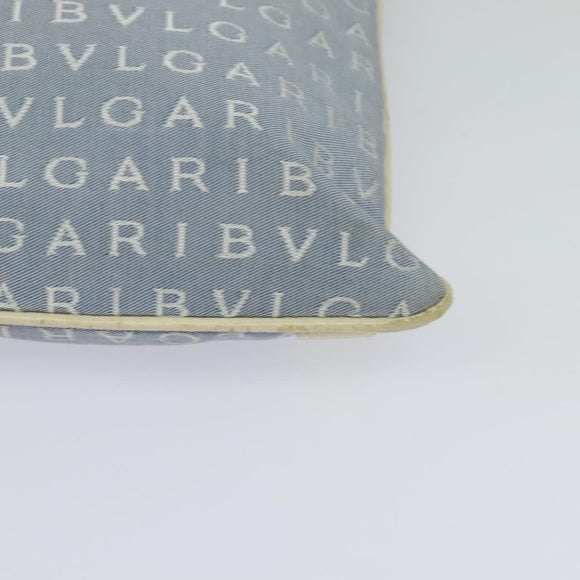 BVLGARI Logo mania Shoulder Bag Nylon Light Blue Silver Auth 117518