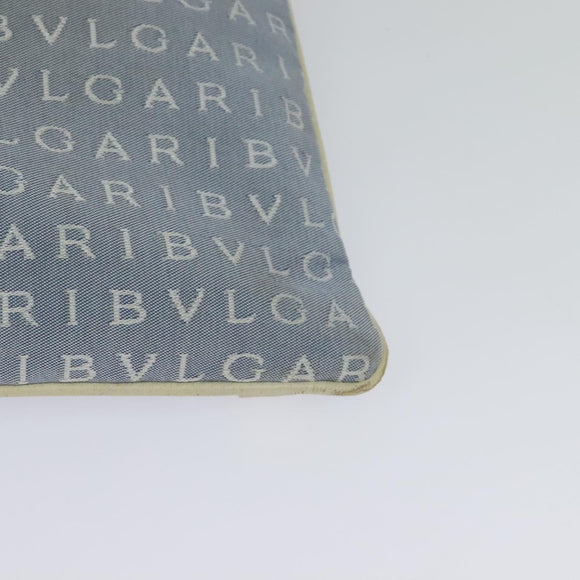 BVLGARI Logo mania Shoulder Bag Nylon Light Blue Silver Auth 117518