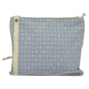BVLGARI Logo mania Shoulder Bag Nylon Light Blue Silver Auth 117518-13