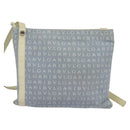 BVLGARI Logo mania Shoulder Bag Nylon Light Blue Silver Auth 117518-2