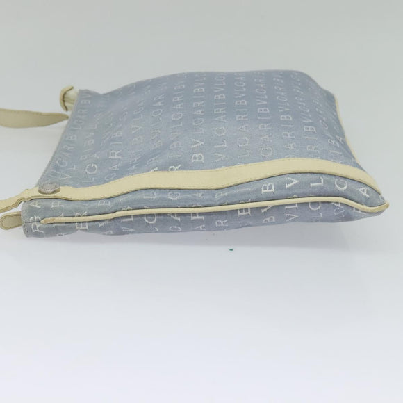 BVLGARI Logo mania Shoulder Bag Nylon Light Blue Silver Auth 117518