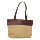 CHANEL COCO Mark Tote Bag Leather Canvas Beige CC Auth 117522-1