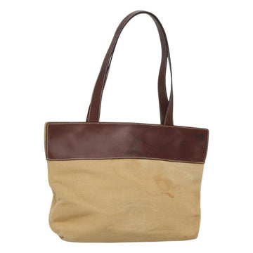 CHANEL COCO Mark Tote Bag Leather Canvas Beige CC Auth 117522
