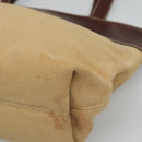 CHANEL COCO Mark Tote Bag Leather Canvas Beige CC Auth 117522-14