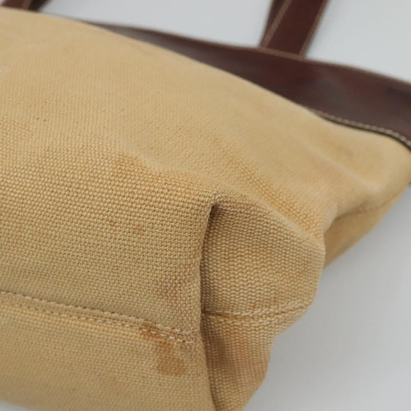 CHANEL COCO Mark Tote Bag Leather Canvas Beige CC Auth 117522