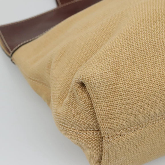 CHANEL COCO Mark Tote Bag Leather Canvas Beige CC Auth 117522