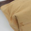 CHANEL COCO Mark Tote Bag Leather Canvas Beige CC Auth 117522-9