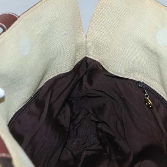 CHANEL COCO Mark Tote Bag Leather Canvas Beige CC Auth 117522